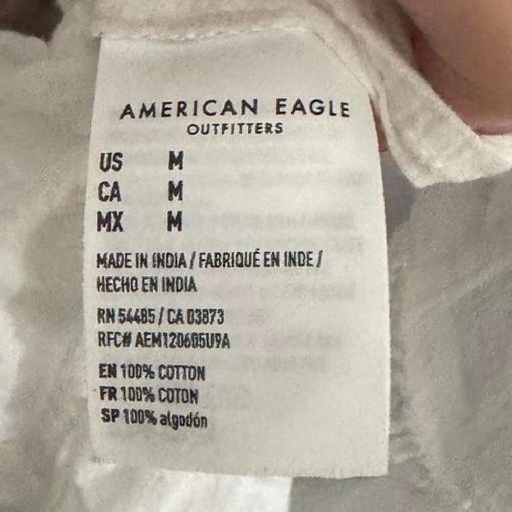 American Eagle White Cotton Peplum Babydoll Top M Cottagecore Boho - Picture 6 of 6
